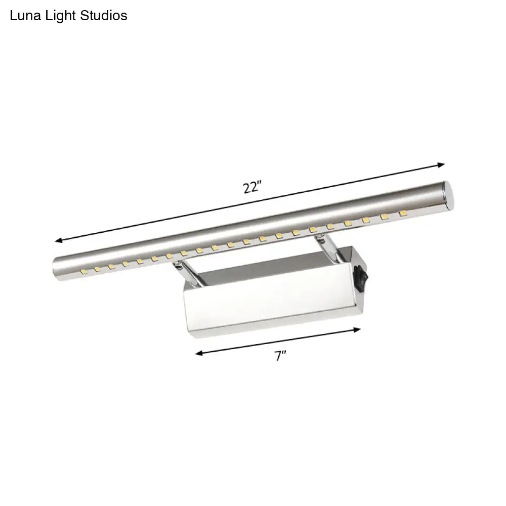 DecorBites™ DecorBites™ Modern Style Cylinder Vanity Wall Sconce Metallic 10"/16" W LED Bathroom Wall Mounted Lamp in Chrome, Warm/White Light