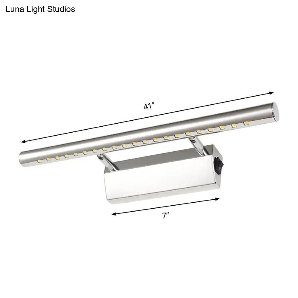 DecorBites™ DecorBites™ Modern Style Cylinder Vanity Wall Sconce Metallic 10"/16" W LED Bathroom Wall Mounted Lamp in Chrome, Warm/White Light