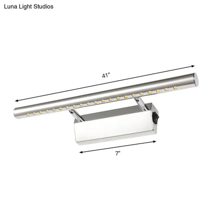 DecorBites™ DecorBites™ Modern Style Cylinder Vanity Wall Sconce Metallic 10"/16" W LED Bathroom Wall Mounted Lamp in Chrome, Warm/White Light