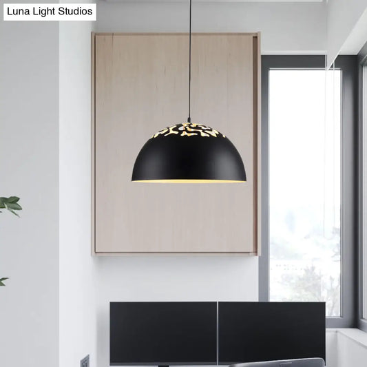 Modern Style Domed Metal Pendant Lamp - 14"/16"/20.5" Width - 1 Bulb - Dining Table Hanging Ceiling Light in White/Black