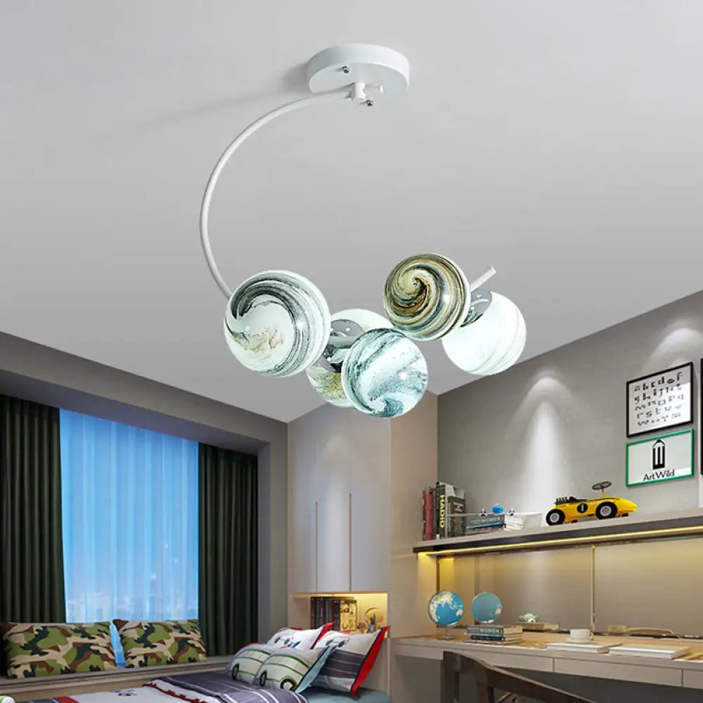 DecorBites™ DecorBites™ Modern Style Glass Pendant Chandelier with Black/White Finish - 3/5 Lights