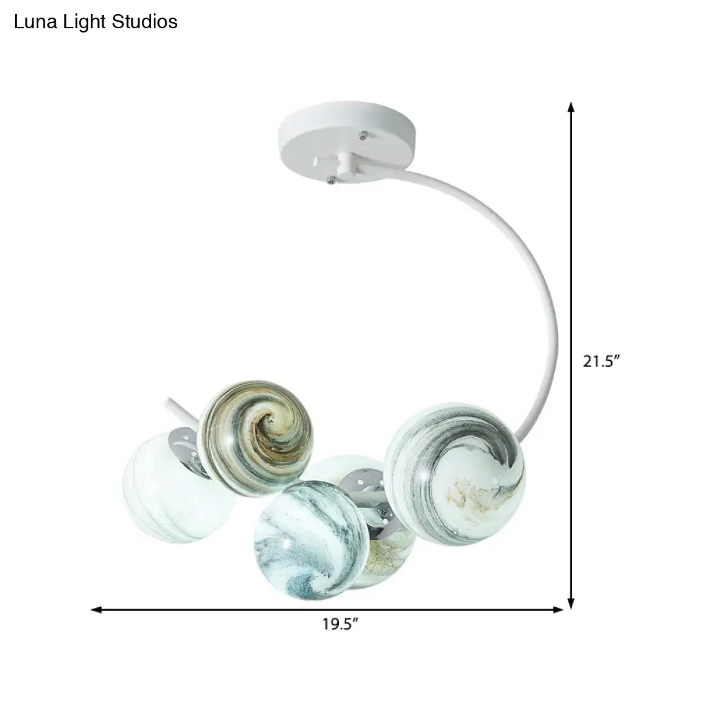 DecorBites™ DecorBites™ Modern Style Glass Pendant Chandelier with Black/White Finish - 3/5 Lights