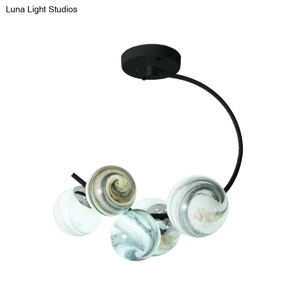 DecorBites™ DecorBites™ Modern Style Glass Pendant Chandelier with Black/White Finish - 3/5 Lights