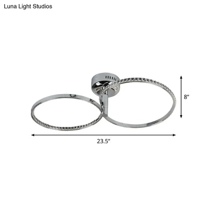 DecorBites™ DecorBites™ Modern Style LED Ceiling Mount with Metallic Hoop Design, Stainless-Steel Finish, Warm Light