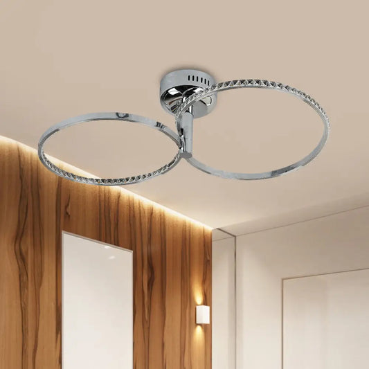 DecorBites™ DecorBites™ Modern Style LED Ceiling Mount with Metallic Hoop Design, Stainless-Steel Finish, Warm Light