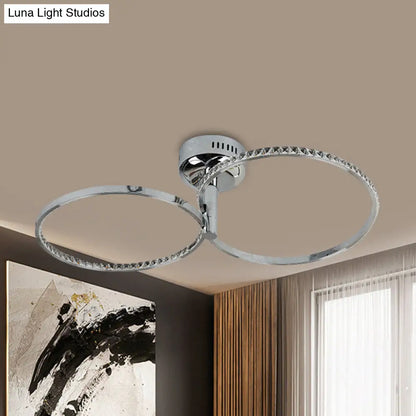 DecorBites™ DecorBites™ Modern Style LED Ceiling Mount with Metallic Hoop Design, Stainless-Steel Finish, Warm Light