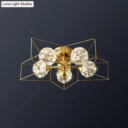 DecorBites™ DecorBites™ Modern Style LED Flush Ceiling Light with Clear Glass Sphere and Star Metal Frame