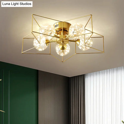 DecorBites™ DecorBites™ Modern Style LED Flush Ceiling Light with Clear Glass Sphere and Star Metal Frame