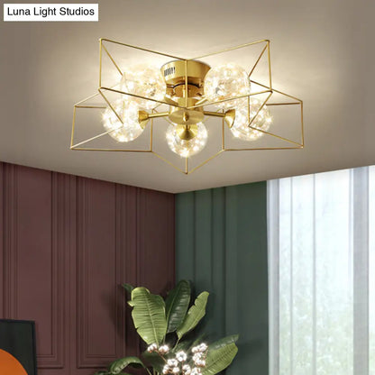 DecorBites™ DecorBites™ Modern Style LED Flush Ceiling Light with Clear Glass Sphere and Star Metal Frame