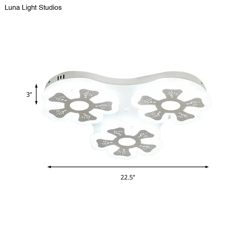 DecorBites™ DecorBites™ Modern Style White Floral Ceiling Lamp - Acrylic Flush Mount Ceiling Light for Study Room & Corridor