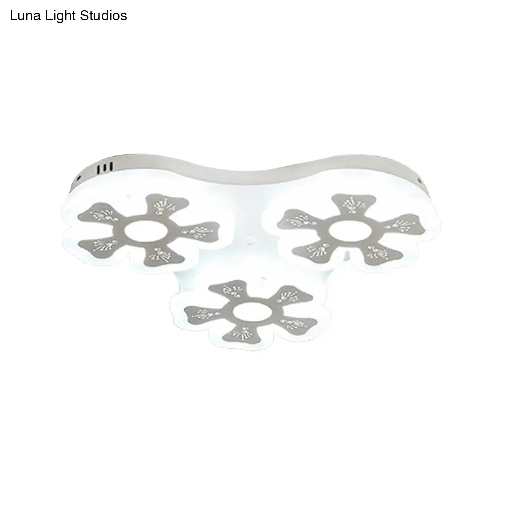 DecorBites™ DecorBites™ Modern Style White Floral Ceiling Lamp - Acrylic Flush Mount Ceiling Light for Study Room & Corridor