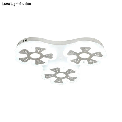 DecorBites™ DecorBites™ Modern Style White Floral Ceiling Lamp - Acrylic Flush Mount Ceiling Light for Study Room & Corridor