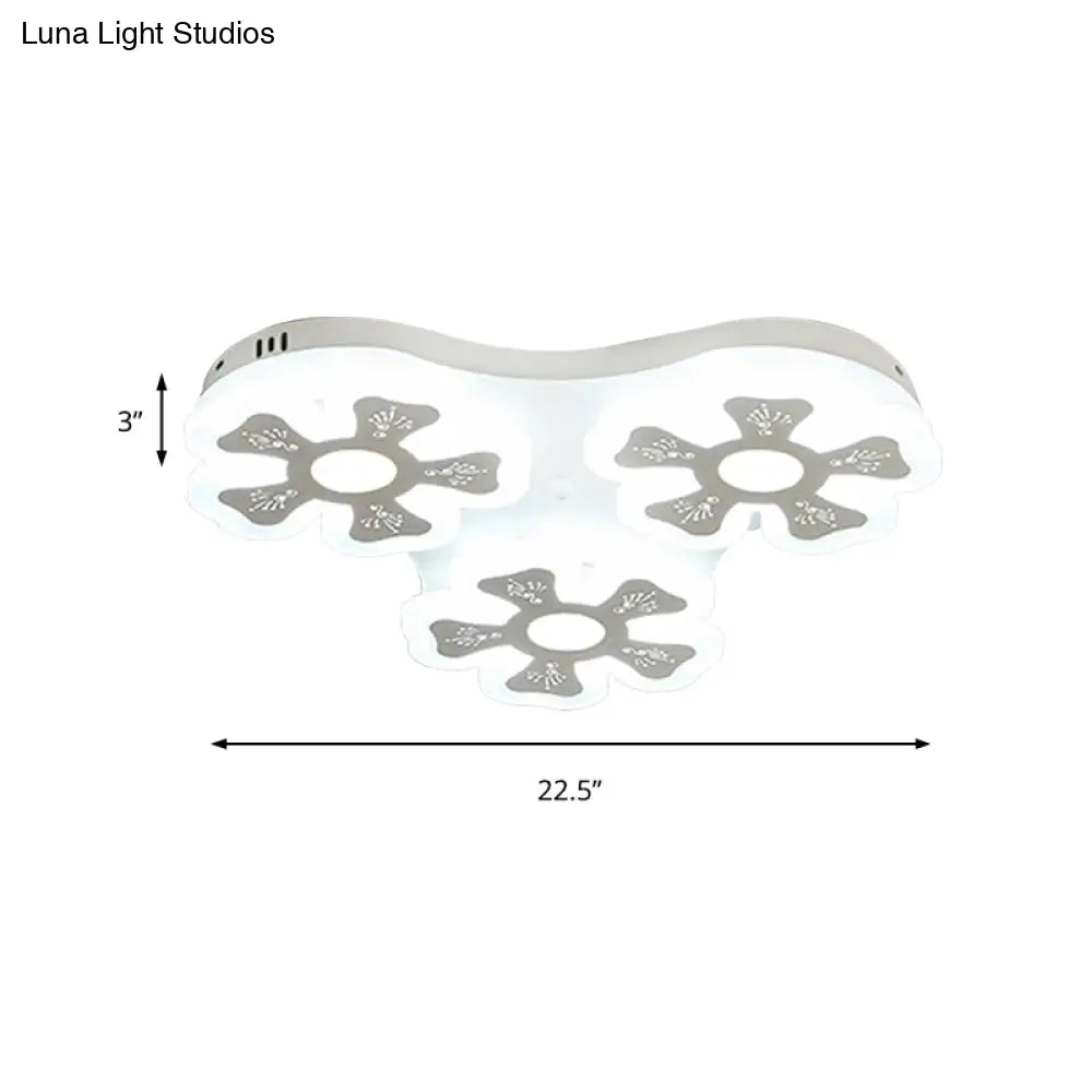 DecorBites™ DecorBites™ Modern Style White Floral Ceiling Lamp - Acrylic Flush Mount Ceiling Light for Study Room & Corridor