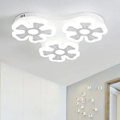 DecorBites™ DecorBites™ Modern Style White Floral Ceiling Lamp - Acrylic Flush Mount Ceiling Light for Study Room & Corridor