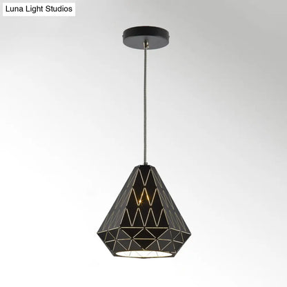 Modern Stylish Metal Diamond Pendant Light Fixture in Black - 1 Light Suspension