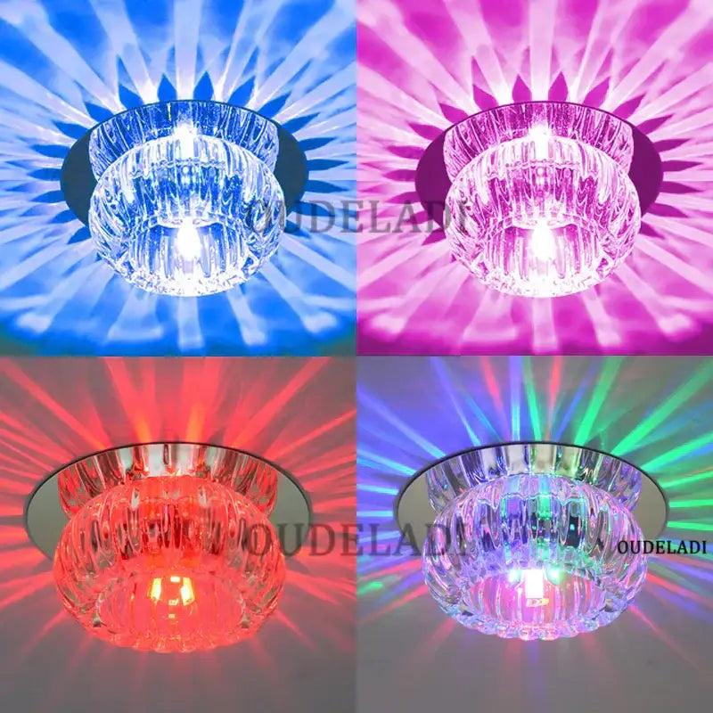 Modern sunburst crystal led flush mount ceiling light with faceted clear glass and colorful led lighting for living room decorbites crystal led