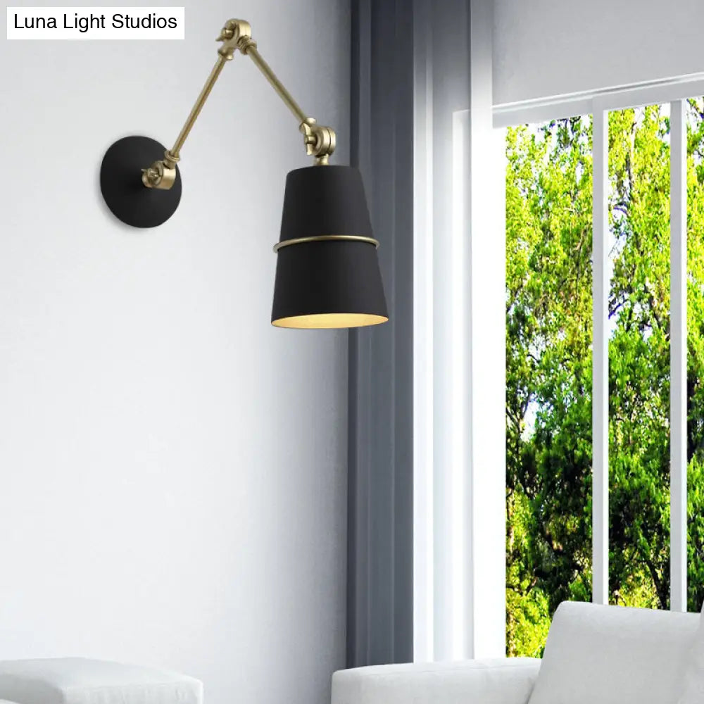 DecorBites™ DecorBites™ Modern Swing Arm Wall Light in Black/White for Hallway