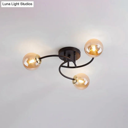 DecorBites™ DecorBites™ Modern Swirled Metal Semi Flush Ceiling Light with Glass Ball Shade