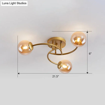 DecorBites™ DecorBites™ Modern Swirled Metal Semi Flush Ceiling Light with Glass Ball Shade