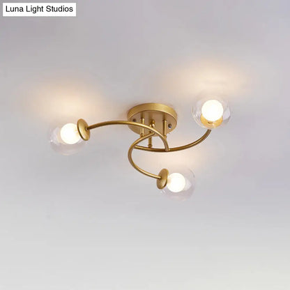 DecorBites™ DecorBites™ Modern Swirled Metal Semi Flush Ceiling Light with Glass Ball Shade