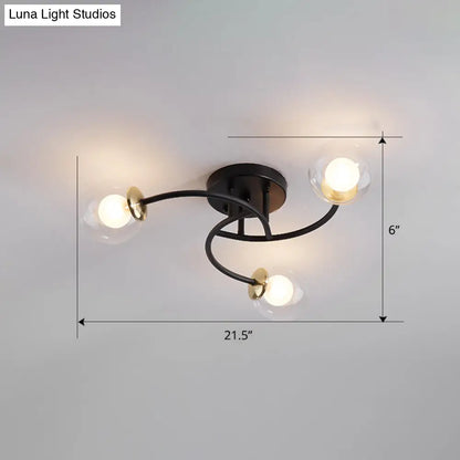 DecorBites™ DecorBites™ Modern Swirled Metal Semi Flush Ceiling Light with Glass Ball Shade