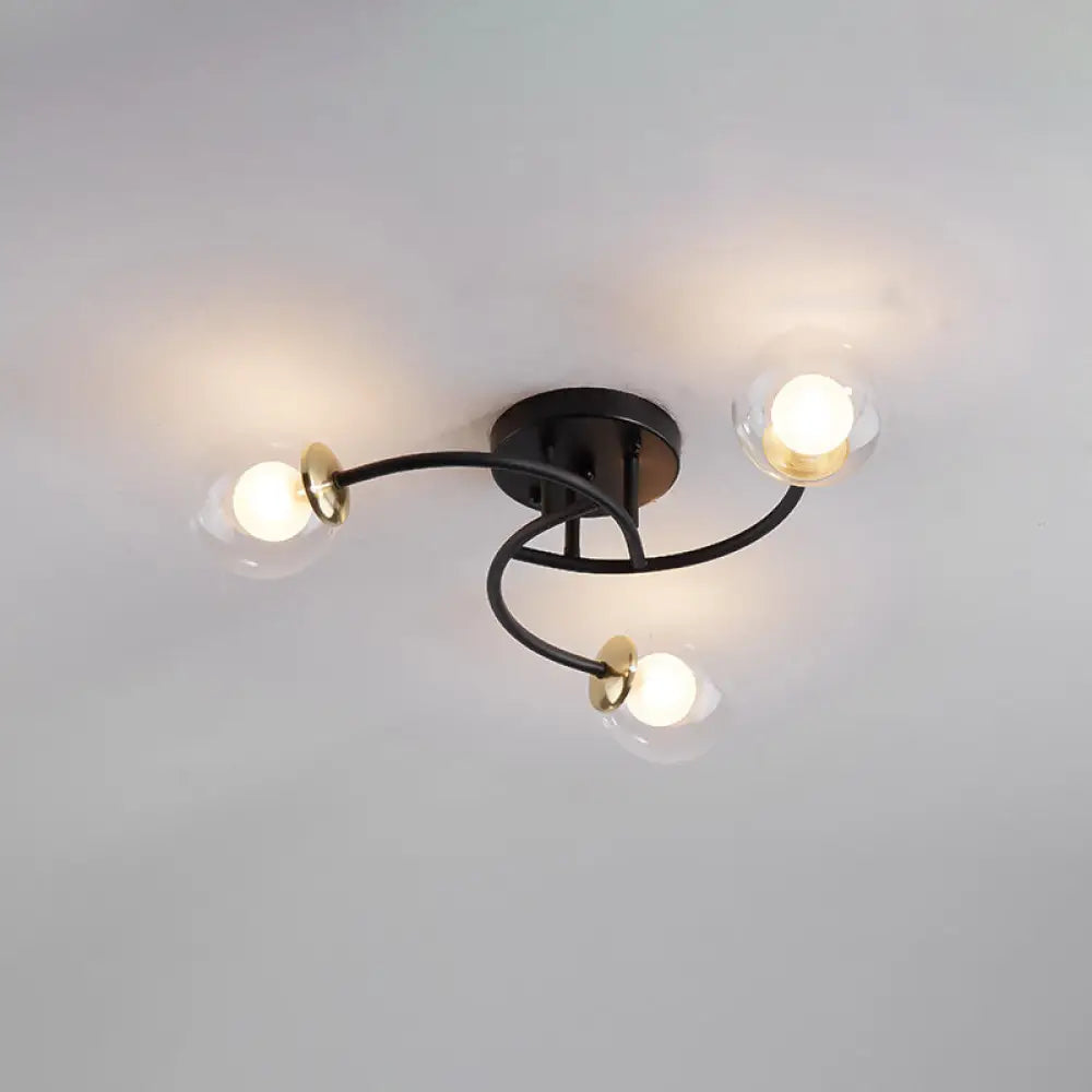 DecorBites™ DecorBites™ Modern Swirled Metal Semi Flush Ceiling Light with Glass Ball Shade