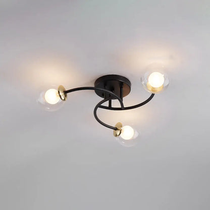 DecorBites™ DecorBites™ Modern Swirled Metal Semi Flush Ceiling Light with Glass Ball Shade