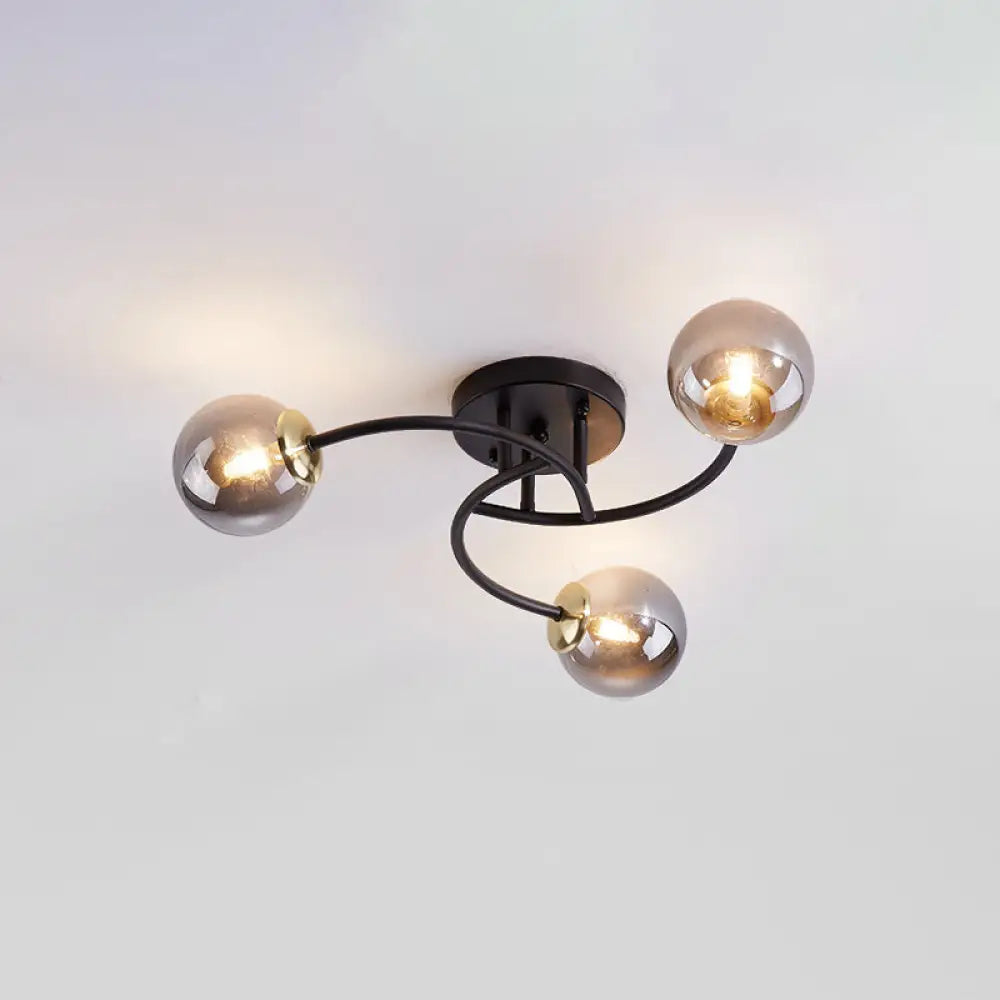 DecorBites™ DecorBites™ Modern Swirled Metal Semi Flush Ceiling Light with Glass Ball Shade