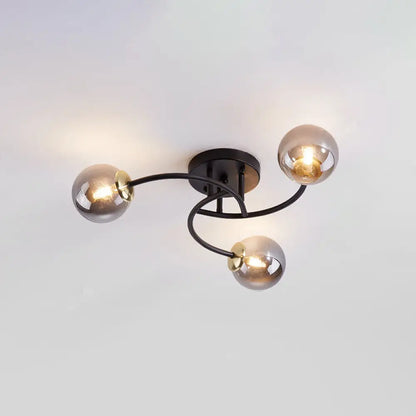 DecorBites™ DecorBites™ Modern Swirled Metal Semi Flush Ceiling Light with Glass Ball Shade
