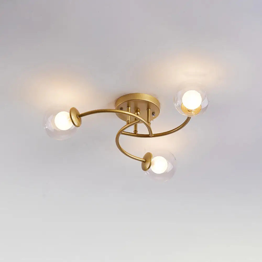 DecorBites™ DecorBites™ Modern Swirled Metal Semi Flush Ceiling Light with Glass Ball Shade