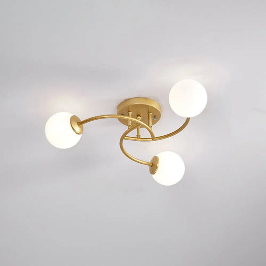 DecorBites™ DecorBites™ Modern Swirled Metal Semi Flush Ceiling Light with Glass Ball Shade