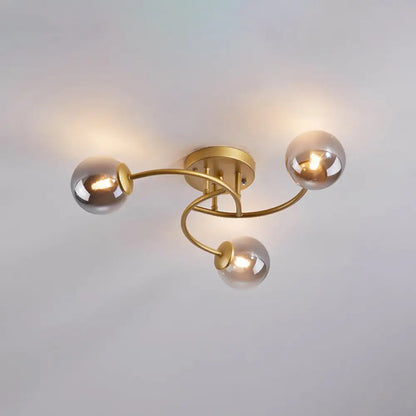 DecorBites™ DecorBites™ Modern Swirled Metal Semi Flush Ceiling Light with Glass Ball Shade