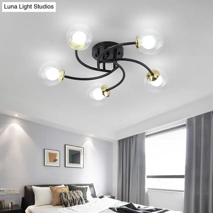 DecorBites™ DecorBites™ Modern Swirled Metal Semi Flush Ceiling Light with Glass Ball Shade