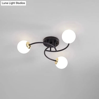 DecorBites™ DecorBites™ Modern Swirled Metal Semi Flush Ceiling Light with Glass Ball Shade