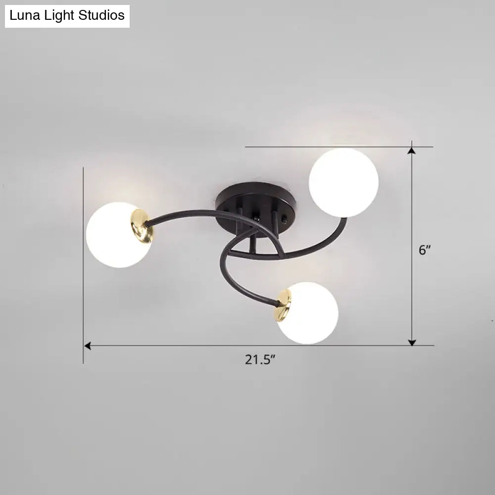 DecorBites™ DecorBites™ Modern Swirled Metal Semi Flush Ceiling Light with Glass Ball Shade