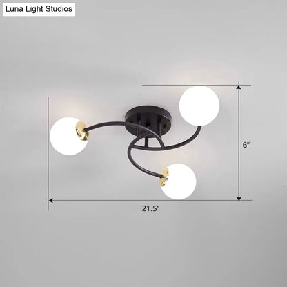 DecorBites™ DecorBites™ Modern Swirled Metal Semi Flush Ceiling Light with Glass Ball Shade