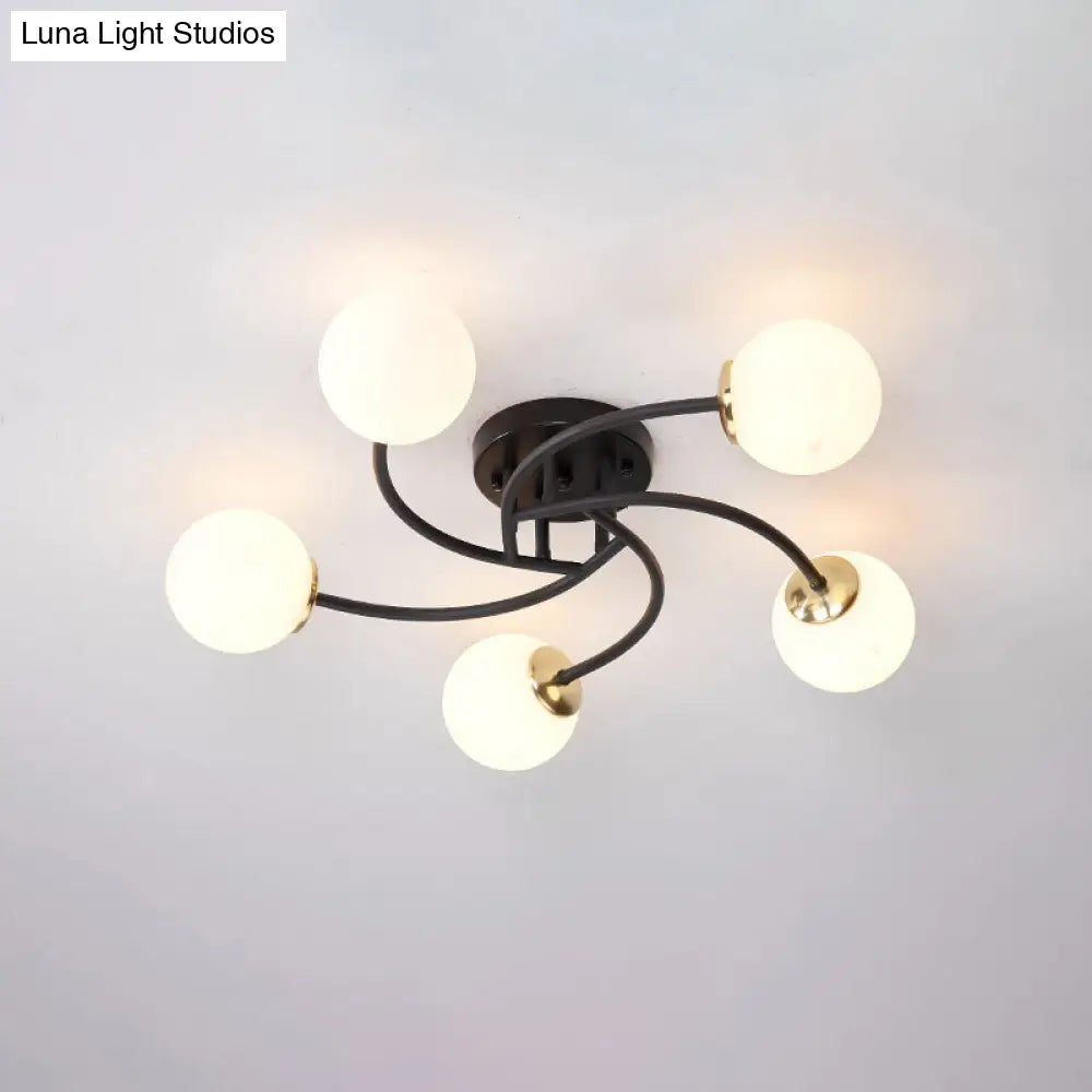 DecorBites™ DecorBites™ Modern Swirled Metal Semi Flush Ceiling Light with Glass Ball Shade