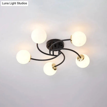 DecorBites™ DecorBites™ Modern Swirled Metal Semi Flush Ceiling Light with Glass Ball Shade