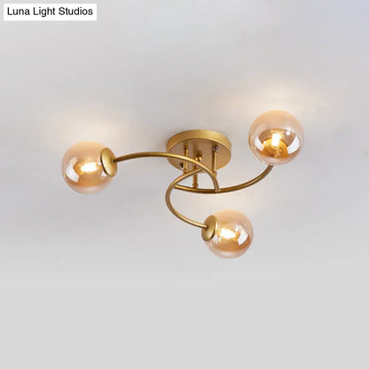 DecorBites™ DecorBites™ Modern Swirled Metal Semi Flush Ceiling Light with Glass Ball Shade