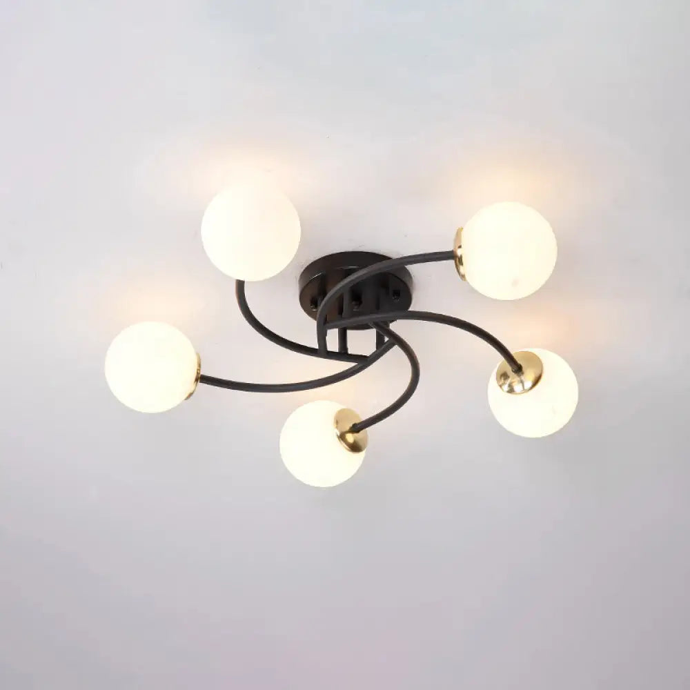 DecorBites™ DecorBites™ Modern Swirled Metal Semi Flush Ceiling Light with Glass Ball Shade