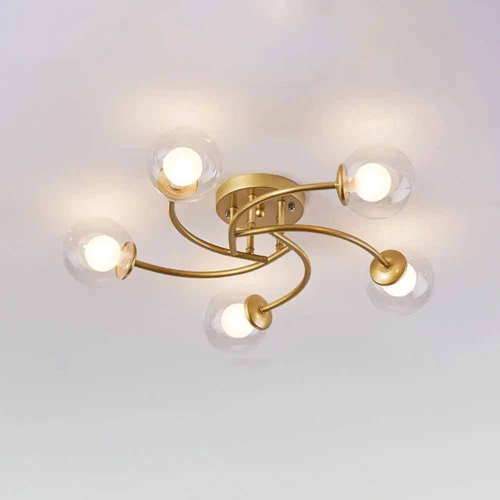 DecorBites™ DecorBites™ Modern Swirled Metal Semi Flush Ceiling Light with Glass Ball Shade
