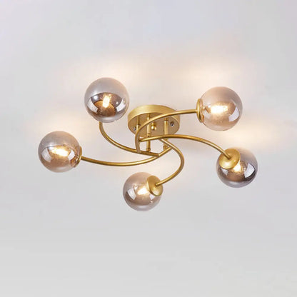 DecorBites™ DecorBites™ Modern Swirled Metal Semi Flush Ceiling Light with Glass Ball Shade