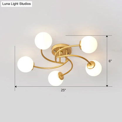 DecorBites™ DecorBites™ Modern Swirled Metal Semi Flush Ceiling Light with Glass Ball Shade
