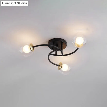 DecorBites™ DecorBites™ Modern Swirled Metal Semi Flush Ceiling Light with Glass Ball Shade