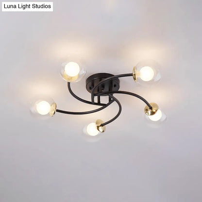 DecorBites™ DecorBites™ Modern Swirled Metal Semi Flush Ceiling Light with Glass Ball Shade