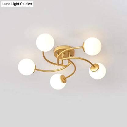 DecorBites™ DecorBites™ Modern Swirled Metal Semi Flush Ceiling Light with Glass Ball Shade