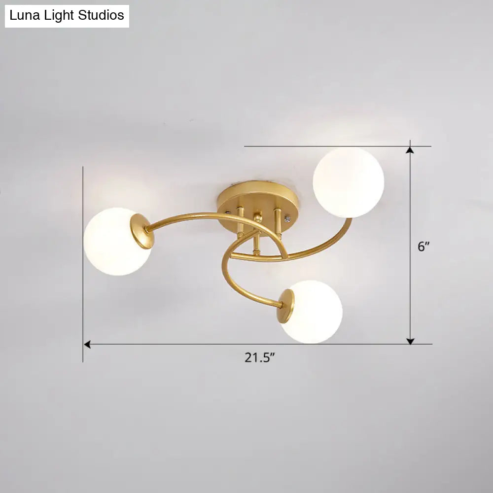 DecorBites™ DecorBites™ Modern Swirled Metal Semi Flush Ceiling Light with Glass Ball Shade