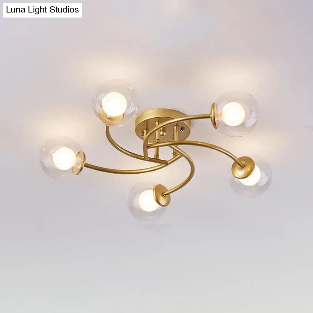 DecorBites™ DecorBites™ Modern Swirled Metal Semi Flush Ceiling Light with Glass Ball Shade