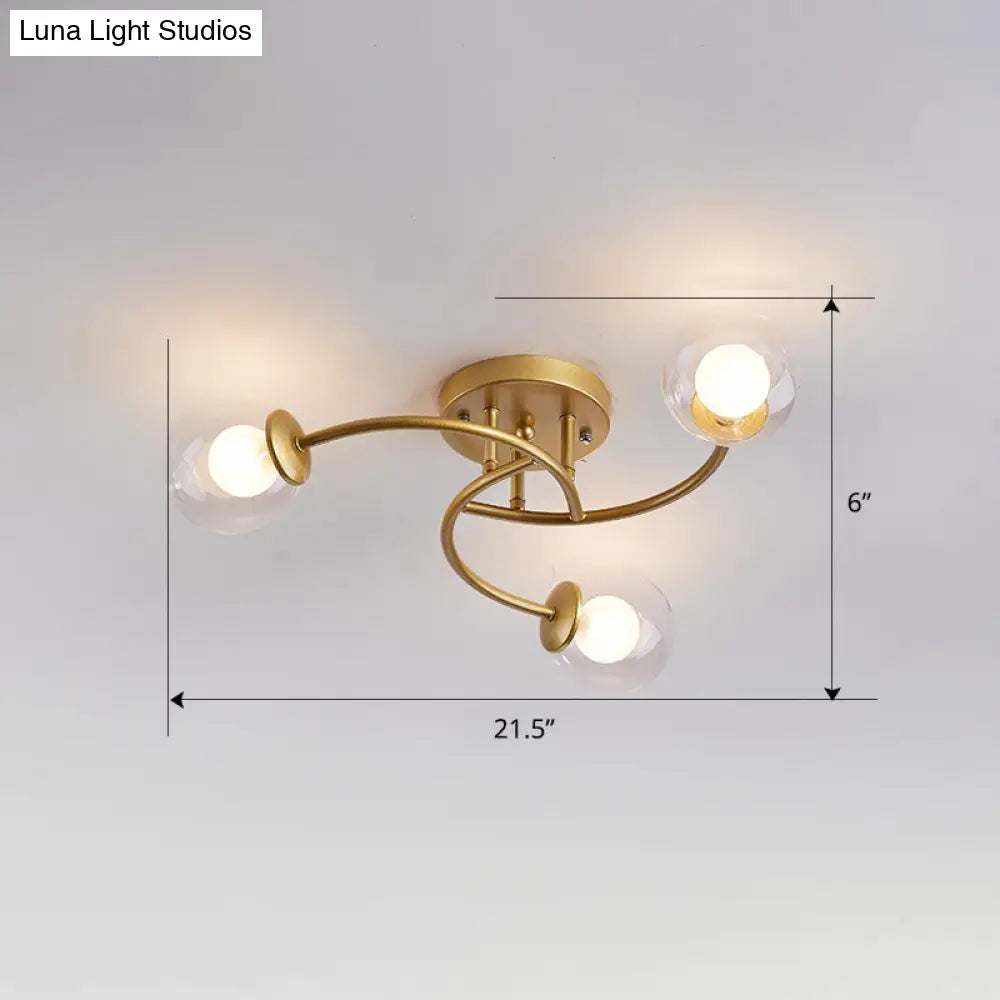 DecorBites™ DecorBites™ Modern Swirled Metal Semi Flush Ceiling Light with Glass Ball Shade