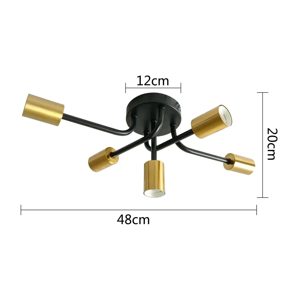 Modern symmetrical brass ceiling light